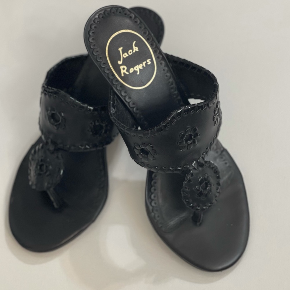 Jack Rogers Leather Thong Heels black size 5 NWT - Picture 6 of 7